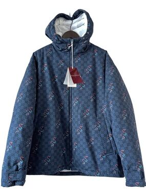 Gucci GG Sinuous Snake Print Hooded Blouson Jacket Size 52 IT